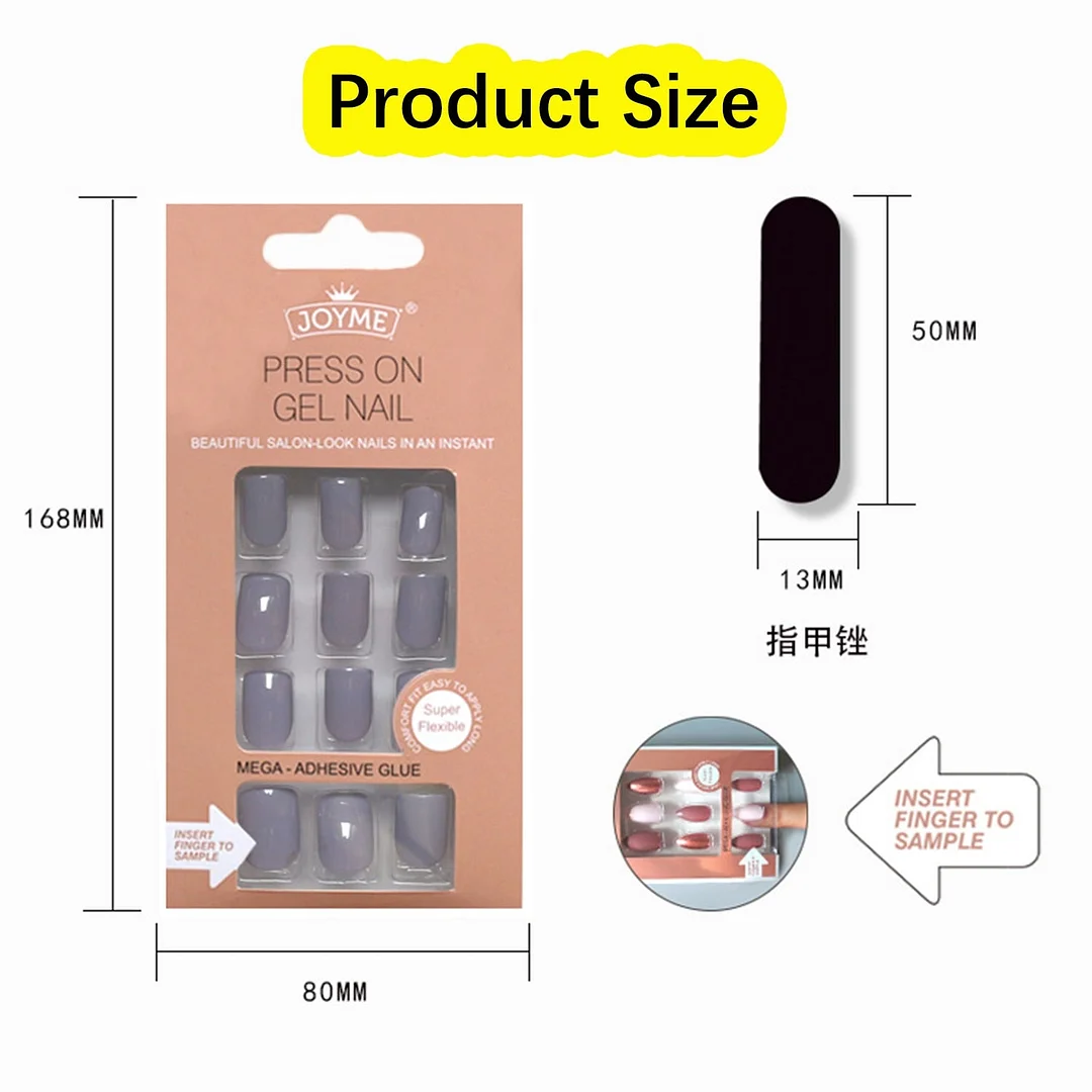 24Pcs Nails Art Fake Nail Tips False Press on Coffin with Glue Stick Designs Clear Display Short Set Full Cover Artificial Squar-Nail Inspo