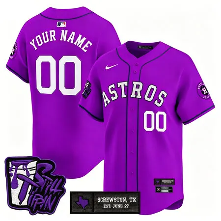 Men's Houston Astros Still Tippin Purple Patch Vapor Limited Stitched Baseball Custom Jersey
