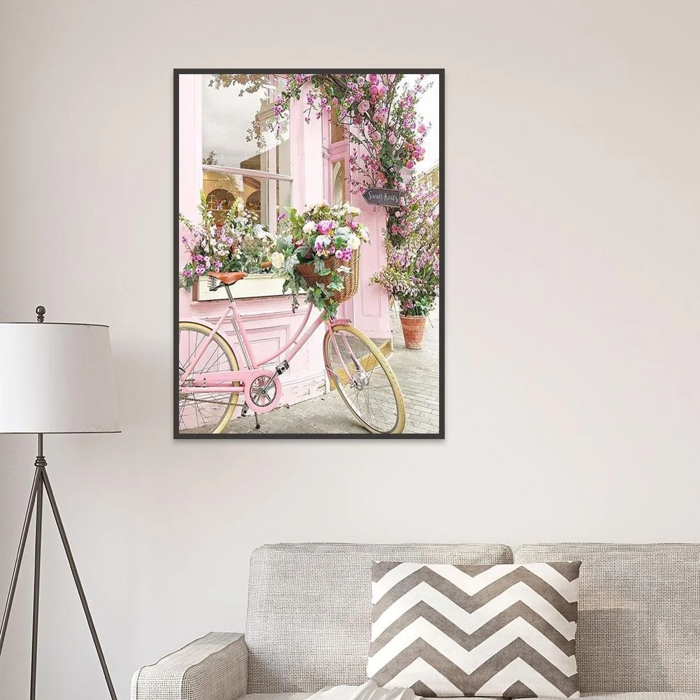 Diamond Painting - Full Round Drill - Pink Bicycle(30*40cm)