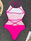 Backless Plain One-Piece Swimwear