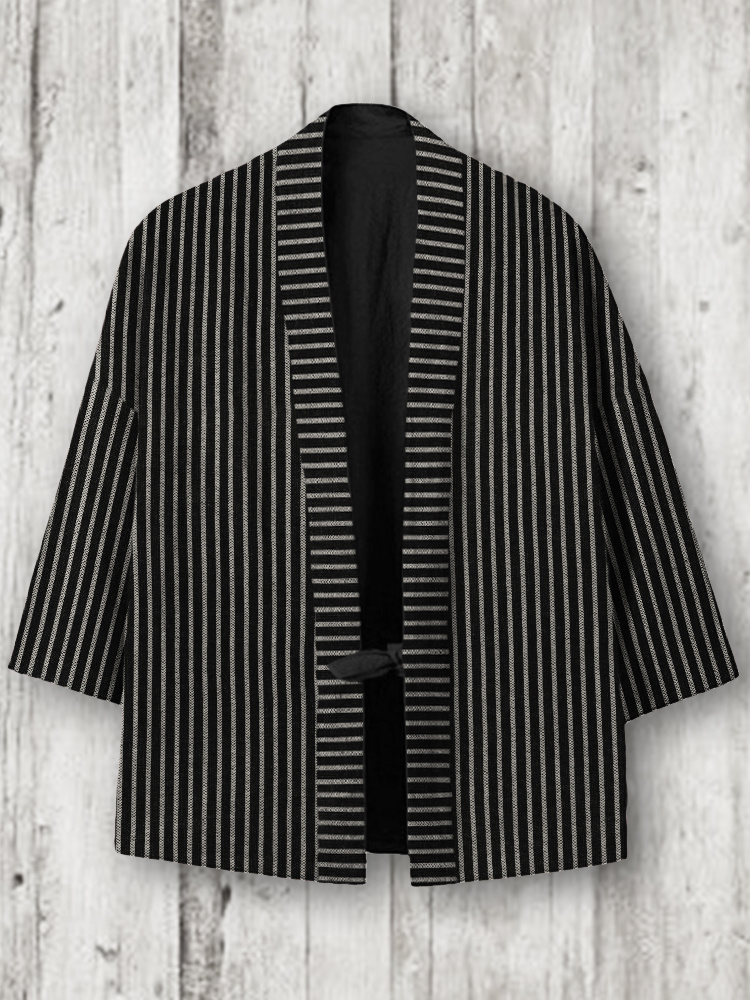 menweary Striped Japanese Linen Blend Kimono Cardigan