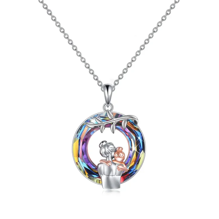 For Daughter - S925 Even When I'm not Close by I Want You to Know I Love You Circle Crystal Necklace
