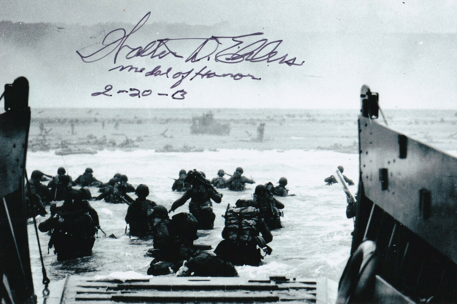 Walter Ehlers 4x6 Signed Photo Poster painting World War 2 D-Day Omaha Beach MOH Army 1st Inf.