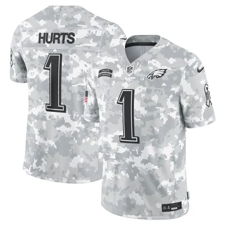 Men's Philadelphia Eagles #1 Jalen Hurts  Arctic Camo 2024 Salute to Service Limited Jersey