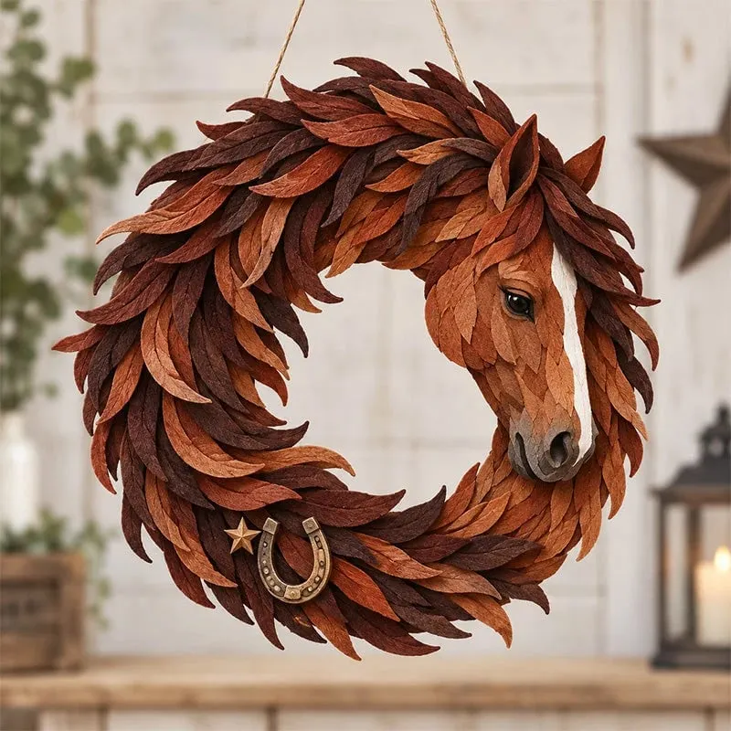 Close-up of the wreath's layered mane sweeping around the horse's head