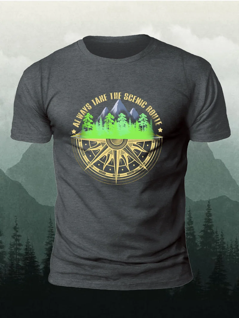 Men's Sunset Rectangular Mountain Short-Sleeved Shirt in  mildstyles