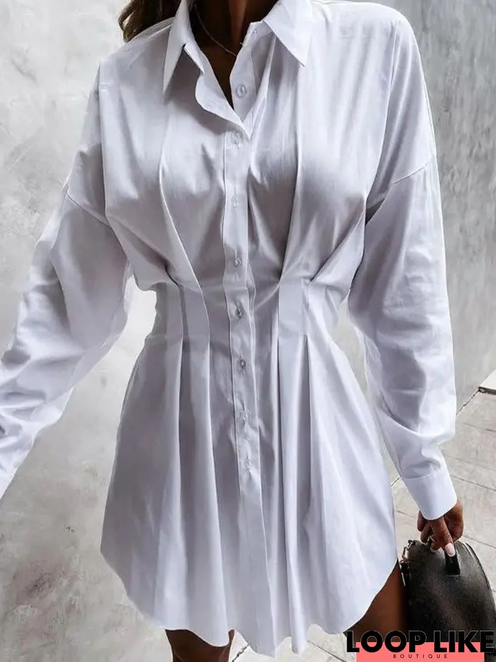 Casual Shirt Collar Loose Buttoned Dress