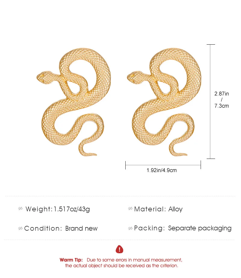 Round Snake Gold-Plated Earrings