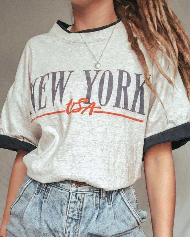 New York Print Casual T-Shirt