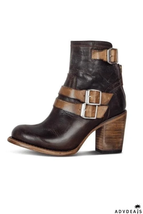 High Heel Belt Buckles Ankle Boots