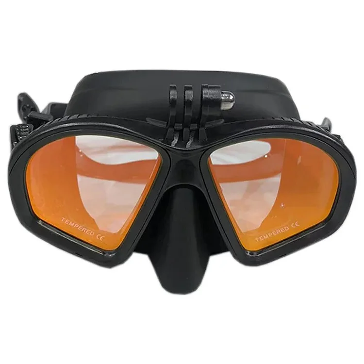 Tempered Glass Diving Mask With Storge Box, Waterproof And Anti Fog Electroplating Goggles With J-shaped Bracket For Camera