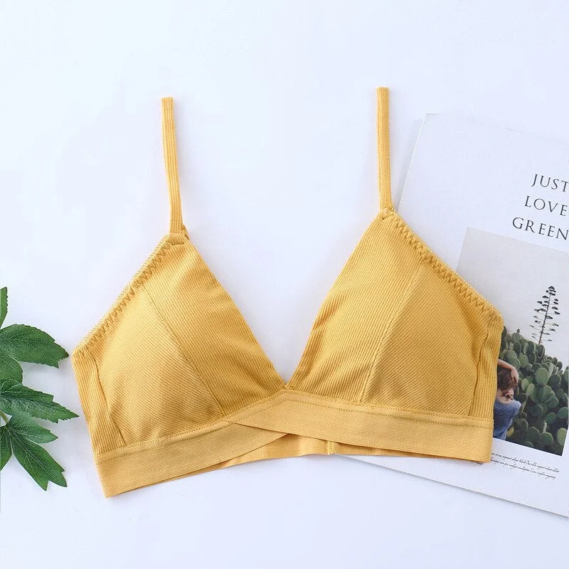 Cotton Bras For Women Seamless Bra Comfort Underwear Top Female Brassiere French Bralette  Padded Triangle Bra Sexy Lingerie