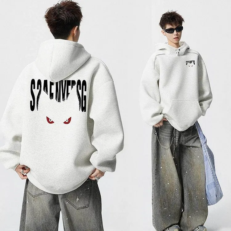 Fleece Lined Pullover Hoodie for Men Cozy Pocketed Sweatshirt
