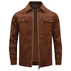 Thin Men's PU Leather Faux Suede Jacket, Solid Color, Simple Style, Versatile Lapel Casual Top, Business Casual Men's Wear, Casual Men's Jacket.