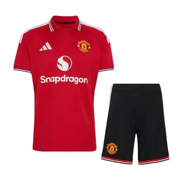 Kids Manchester United 26/27 Home Jersey【Black trousers】