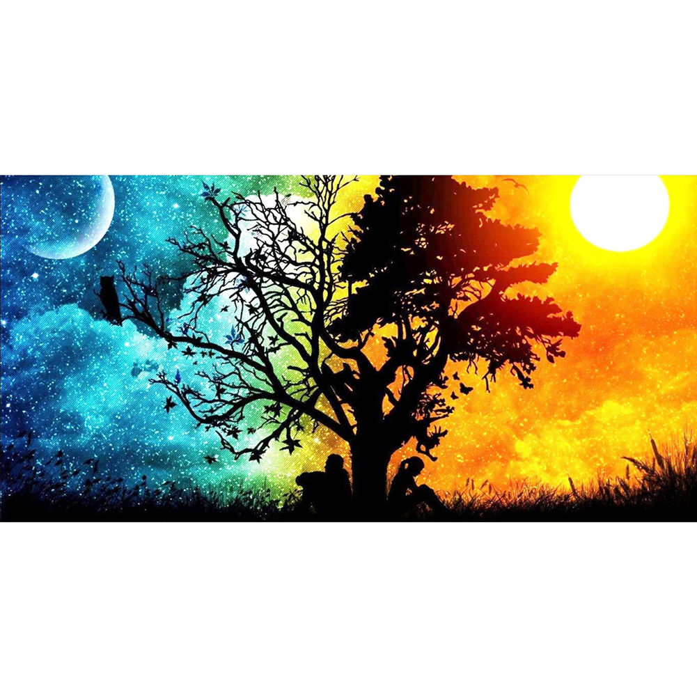 

Sun Moon Tree - Round Drill Diamond Painting - 80*40CM (Big Size), 501 Original