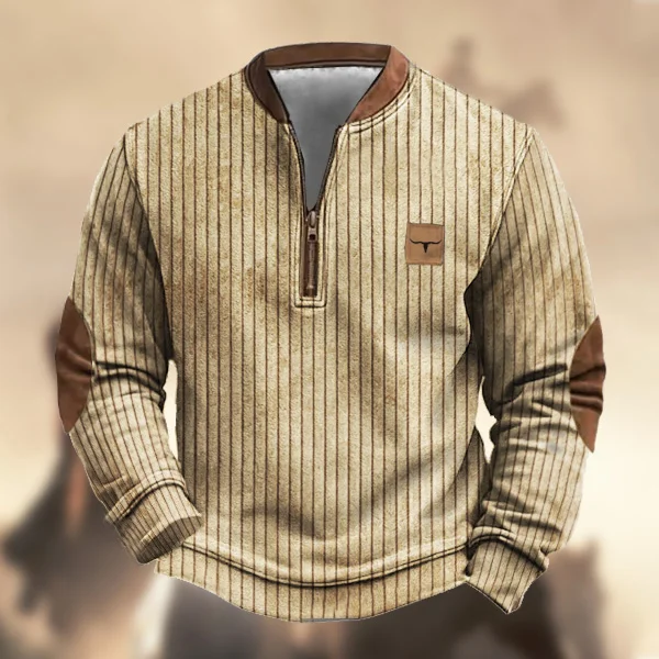 Men's Cashmere Corduroy Vintage Yellowstone Western Longhorn Zipper