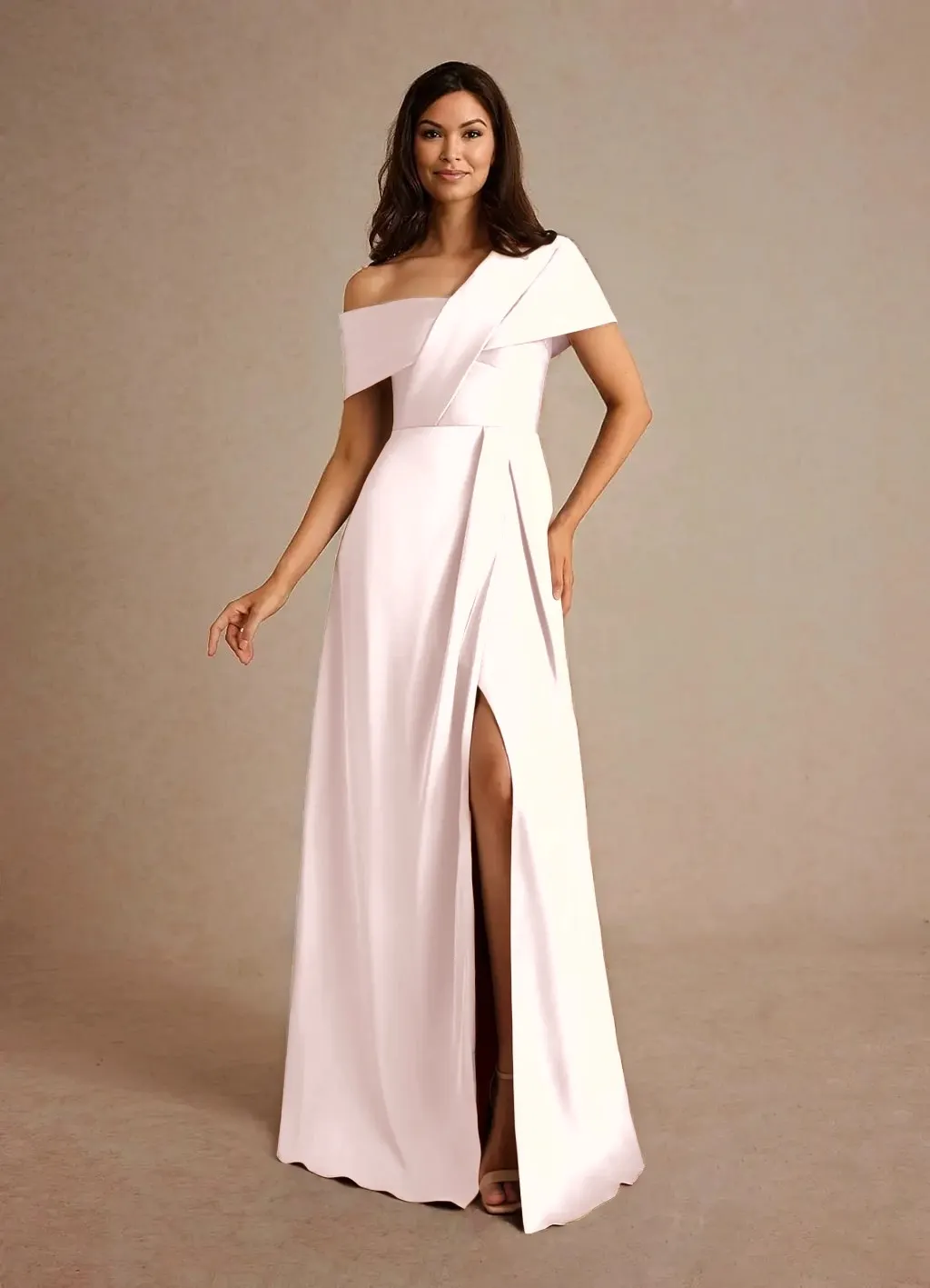 Daisda Asymmetrical Neckline One Shoulder Long A-Line Mother Of The Bride Dress With Split