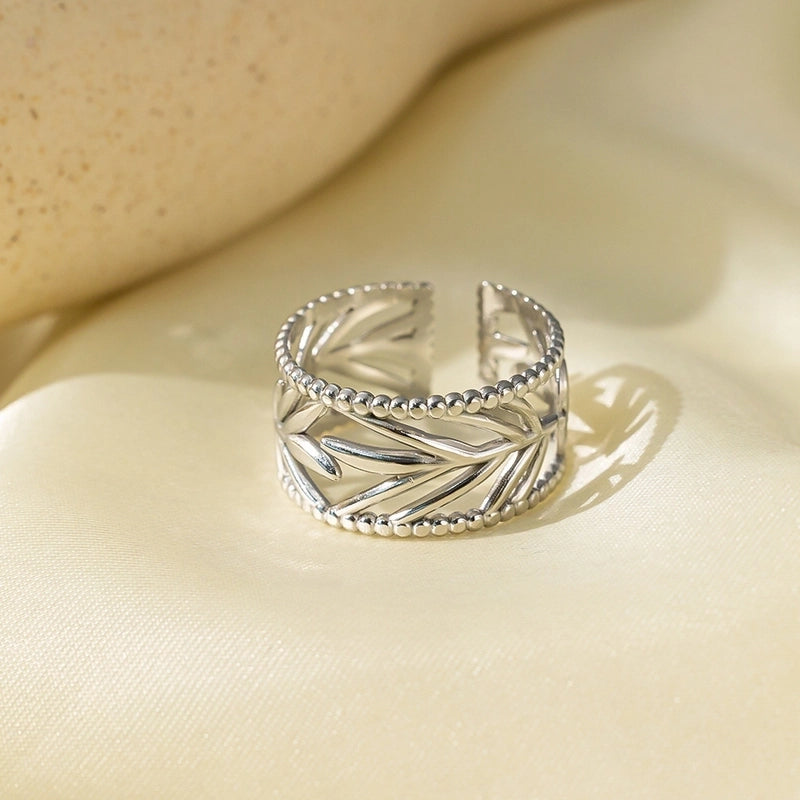 Elegant Streetwear Waves Heart Shape Flower Titanium Steel Irregular Plating Open Rings