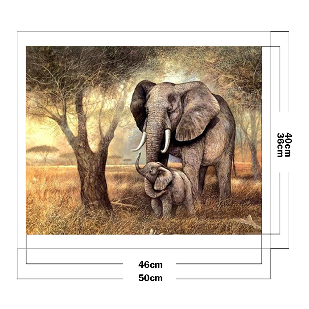 14CT Full Stamped Cross Stitch - Elephant(Canvas|40*50CM)