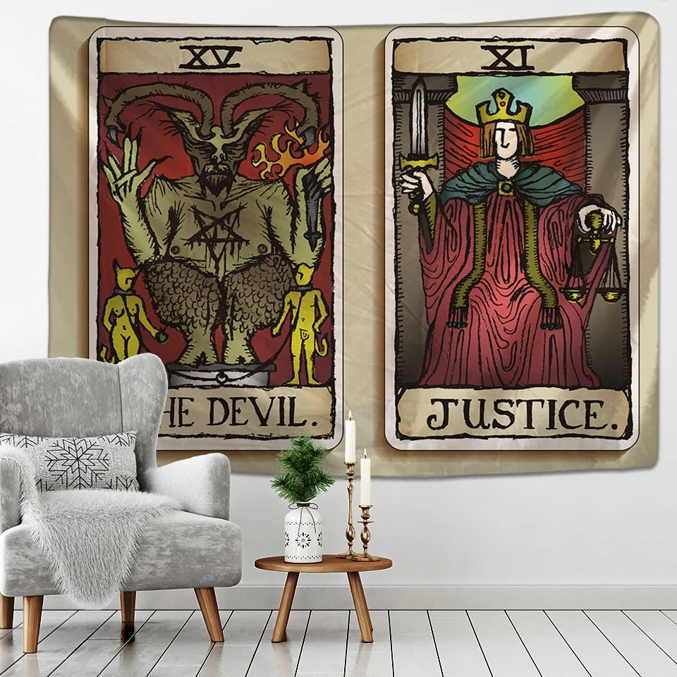 Tarot Tapestry Splicing Medieval Europe Divination Tapestry Wall Hanging Tapestries Mysterious Wall Tapestry for Home Decor