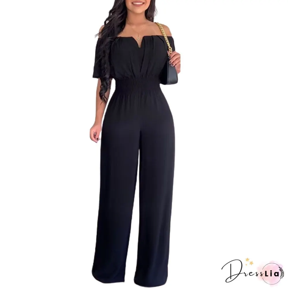 Women'S Jumpsuits One-Shoulder Lace Long Sleeve Lace Up Jumpsuit