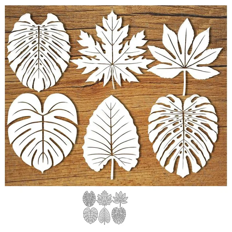 6Pcs Leaf Frame Dies Scrapbooking Stencil Template for DIY Embossing Paper Photo Album Greeting Gift Card New Dies Cut