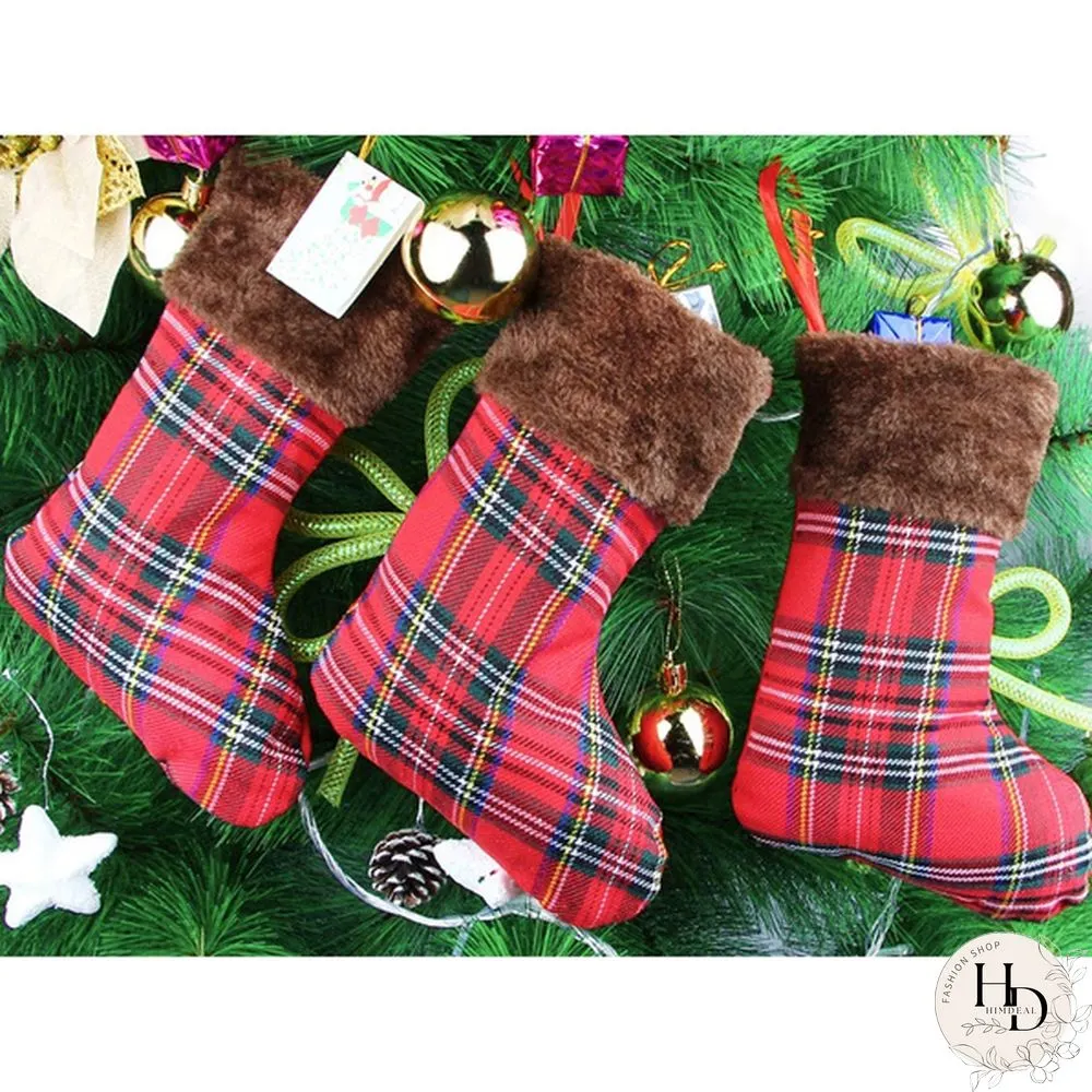 Mini Christmas Stockings Decorations for Home Santa Stocks Luxury Gift Merry Socks