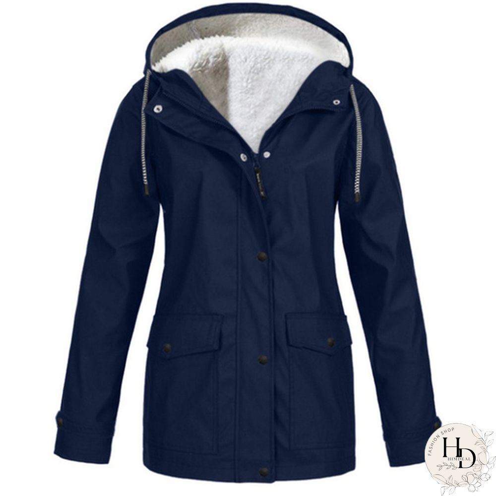 Womens Winter Coats-Solid Plush Thickening Jackets for Outdoor Hiking Plus Size Hooded