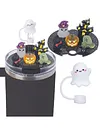[US Local Warehouse] Halloween Acrylic Lid Charms with Cute Ghost Straw Cap for Stanley 40oz Tumbler