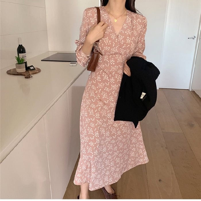 2021 Plus Size Floral Print Summer Dress Evening Long Vintage Dresses Oversize Long Sleeve Beach Women Dress Robe Vestido Prom