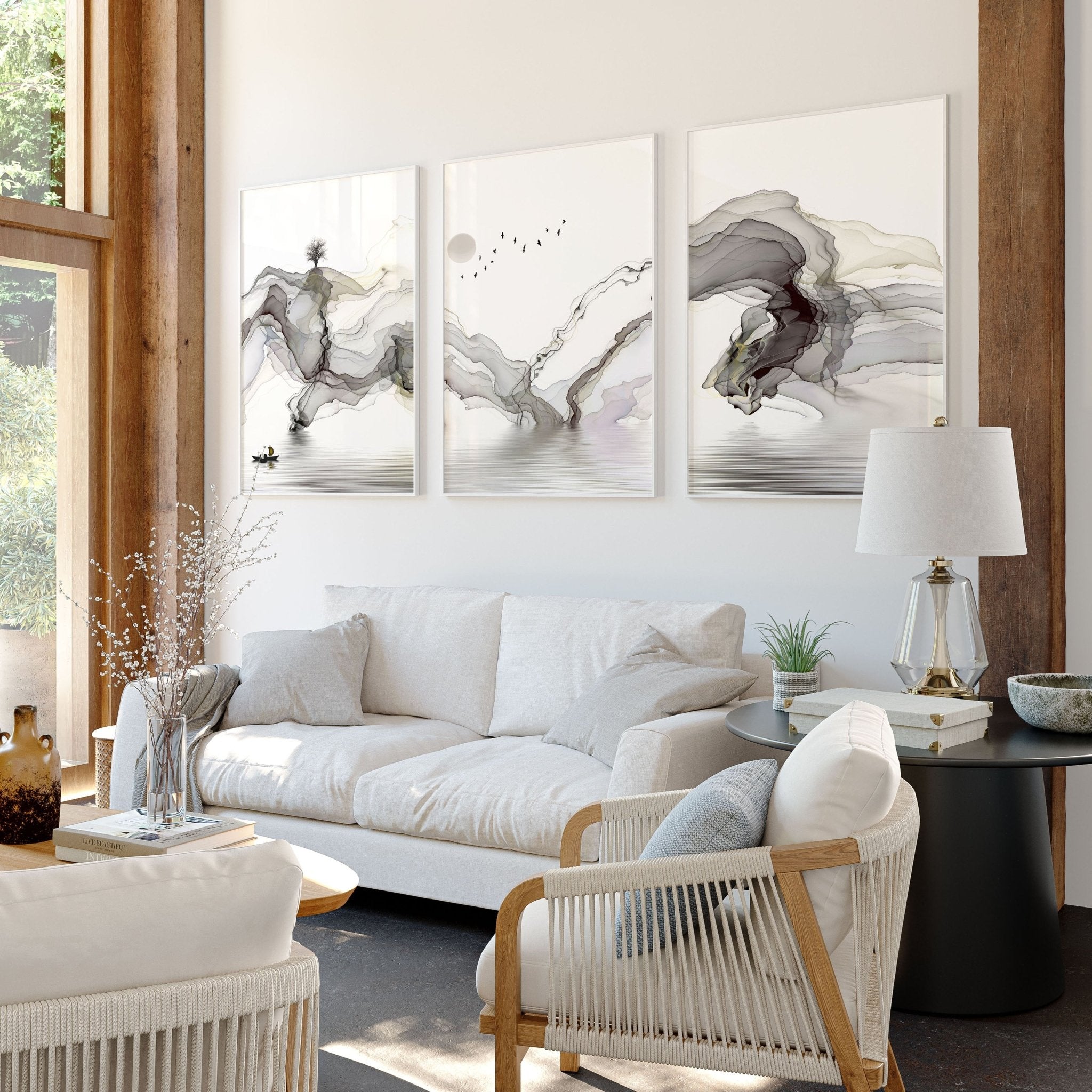 Framed Pictures For Living Room | Set of 3 wall art prints everthome