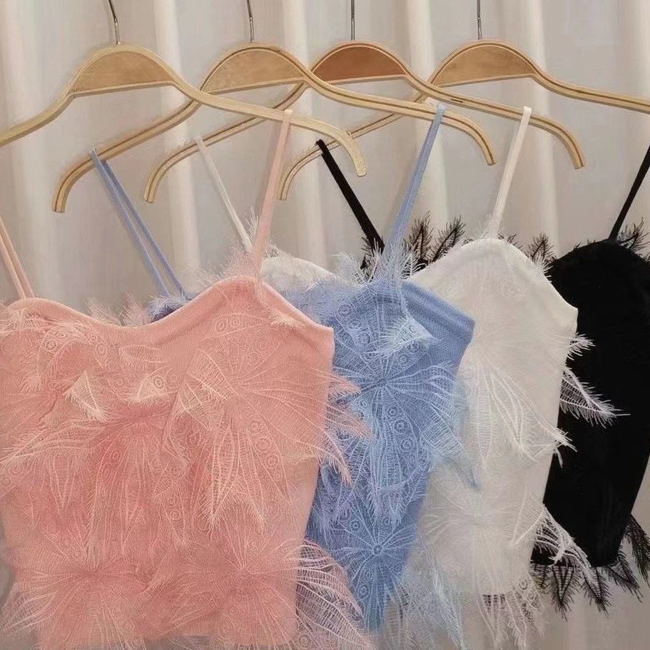 Women Corset Tops White Slip Top Women's Summer Flower Tassel Short Top Tank Camis Crop Top For Women