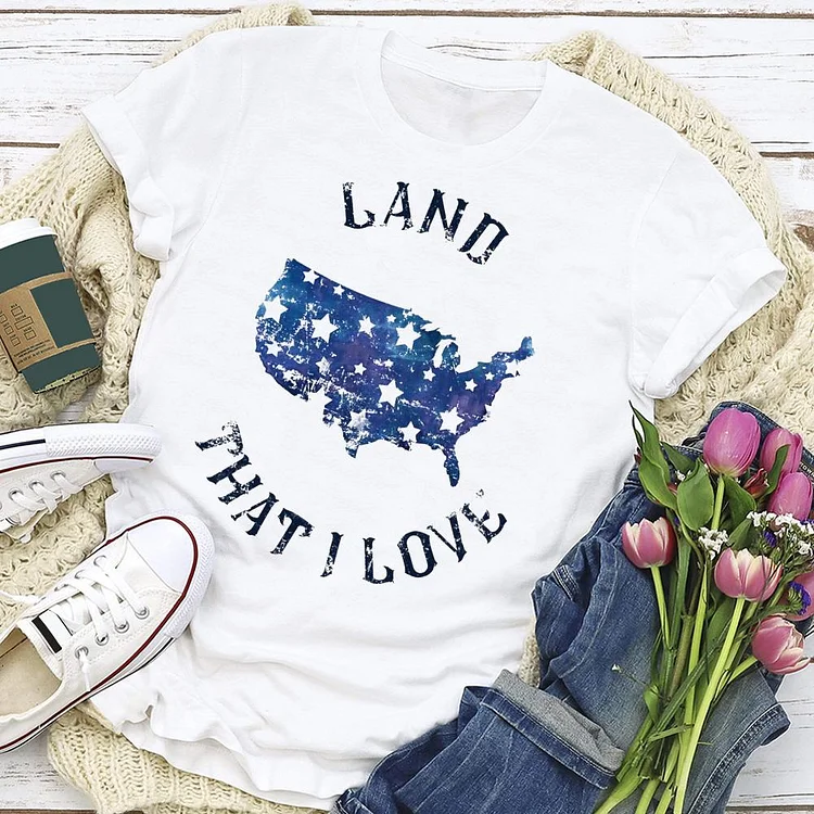 land that I love American map independence Day  T-shirt Tee - 02090-Annaletters