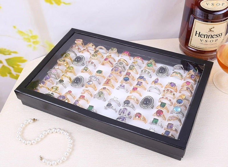 Spot 100 Ring Jewelry Box With Lid Earrings Jewelry Plate 100 Ring Jewelry Storage Display Plate