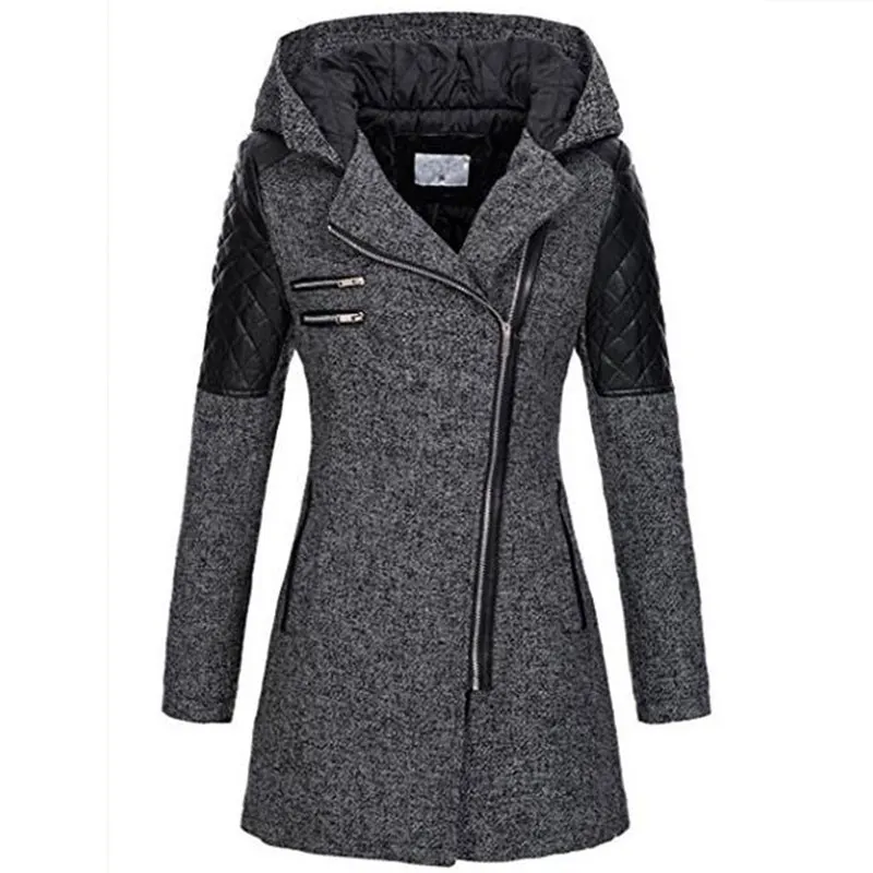 Nigikala Nigikala Explosion Of Women's Autumn And Winter Long Hooded Loose Zip-Chain Coat