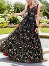 Floral Printed Backless Condole Belt Maxi Dresses