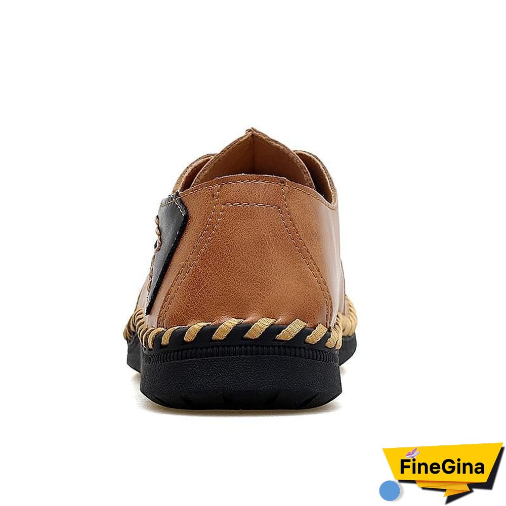 Men Casual Cow Leather Light Comfortable Split Leather Flats Shoes