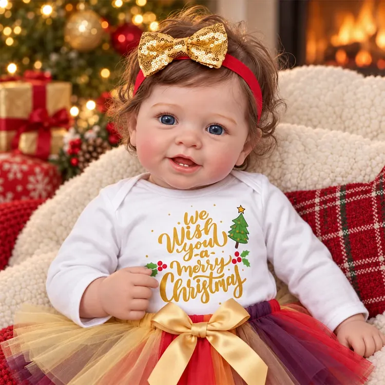 Babeside Vead 20" Vinyl Reborn Baby Doll &ndash; Christmas Girl Doll with Hand-Rooted Hair & Holiday Dress