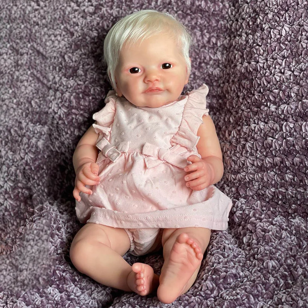 [New 2023] 22” Anne Girl Awake White Handmade Cloth Body Reborn Baby Doll
