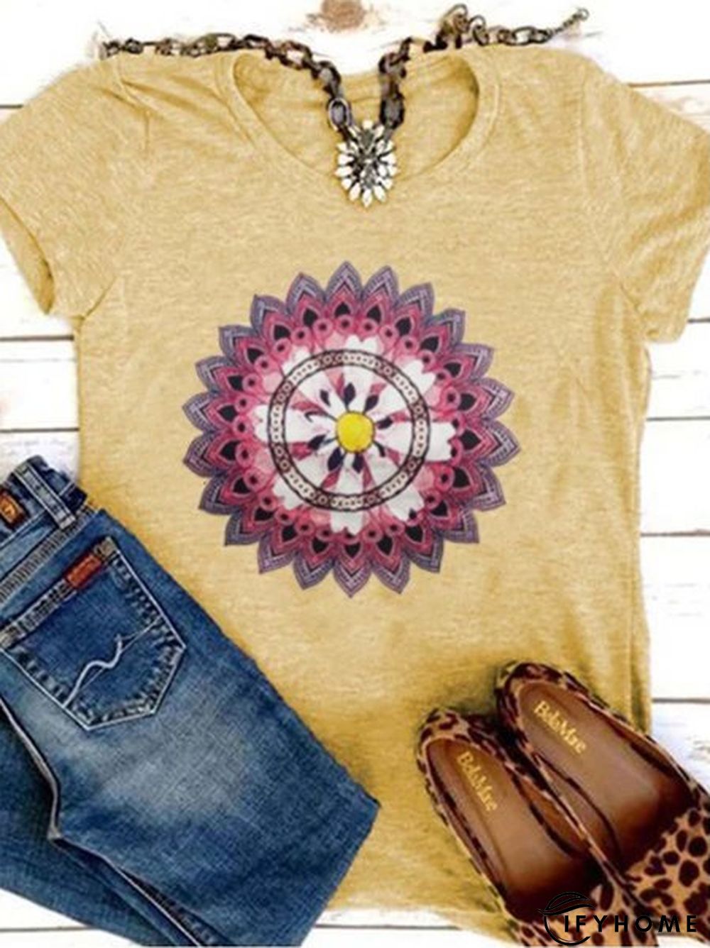 Short Sleeve Round Neck Printed T-shirt | IFYHOME