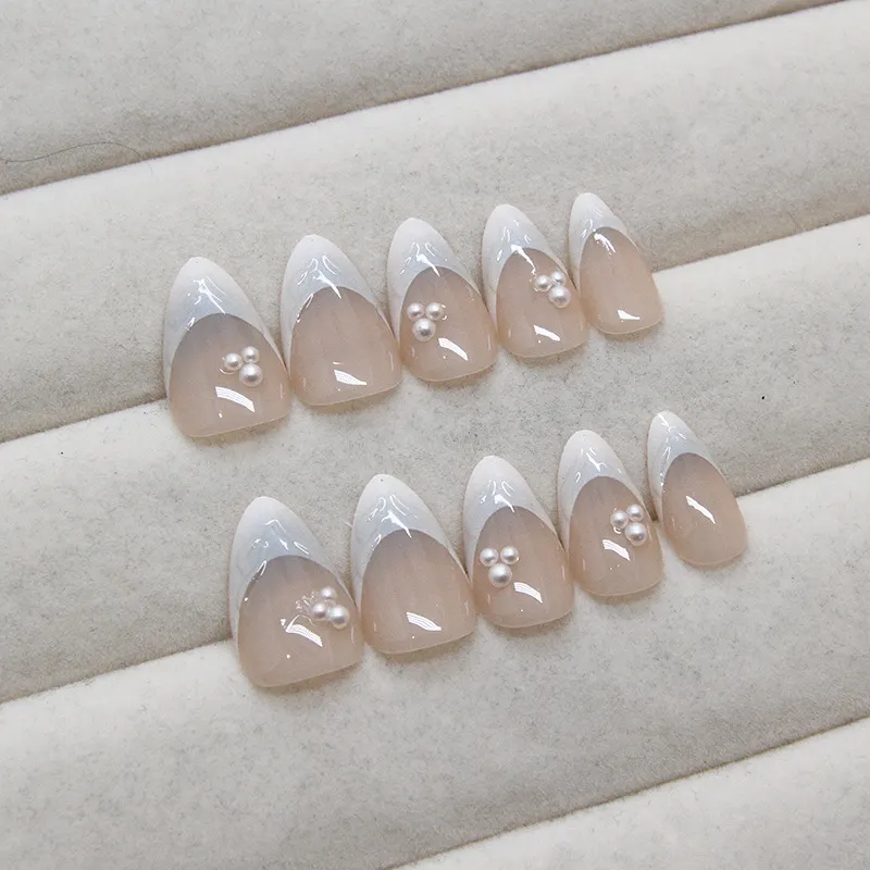 Churchf Churchf Nail Patch Can Be Removed Nail Stereo Sea Wear Armour Pearl Beauty Armour Piece Fairy Gas Drill Style 24 Pieces