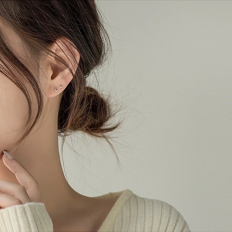 1 Pair 925 Sterling Silver Geometric Solid Color Ear Studs