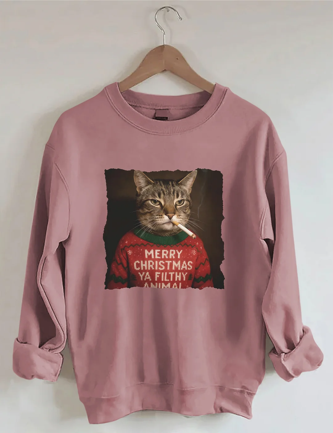 Funny Christmas Smoking Cat Sweatshirt