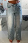 Women's Rhinestone Casual Denim Trousers