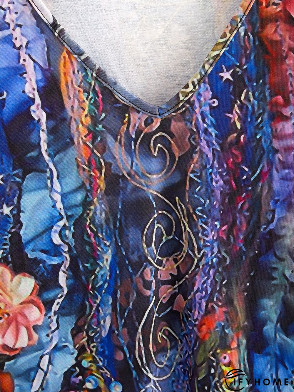 Vintage V Neck Fit Cotton-Blend Sweatshirt | IFYHOME