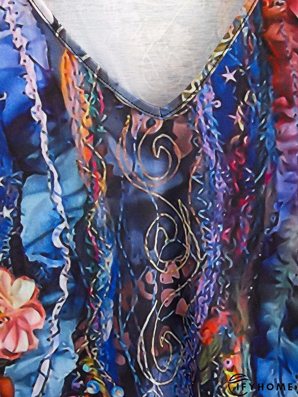 Vintage V Neck Fit Cotton-Blend Sweatshirt | IFYHOME