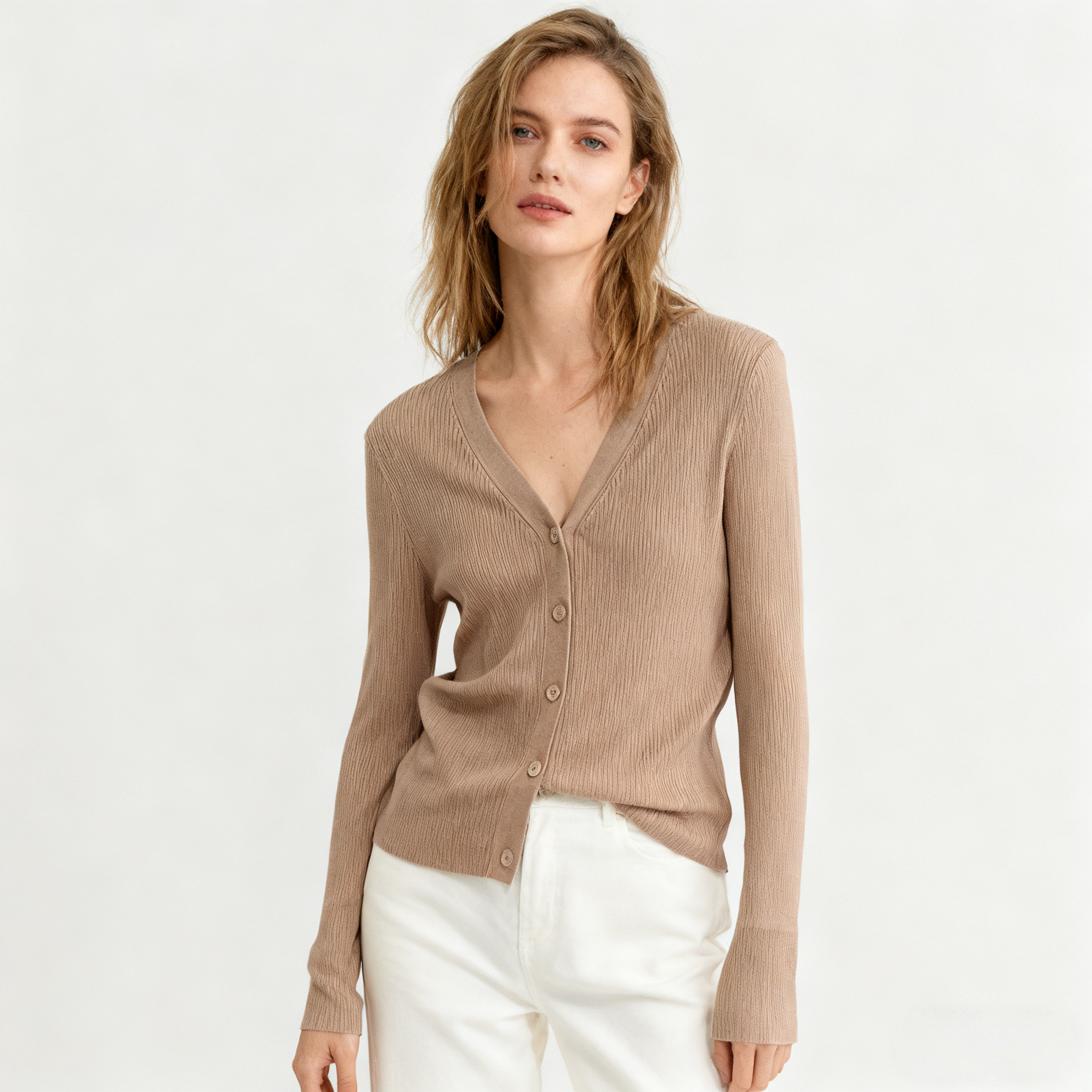 Silk Cardigan Thin Simple Foreign REAL SILK LIFE