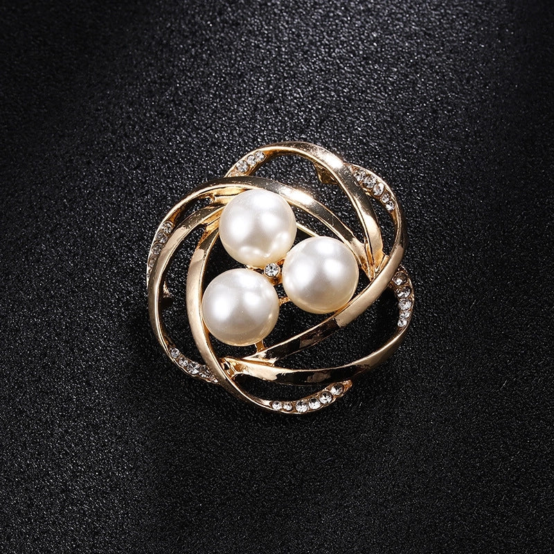 Glam Pin Geometric Alloy Inlay Artificial Pearls Rhinestones Women’S Brooches