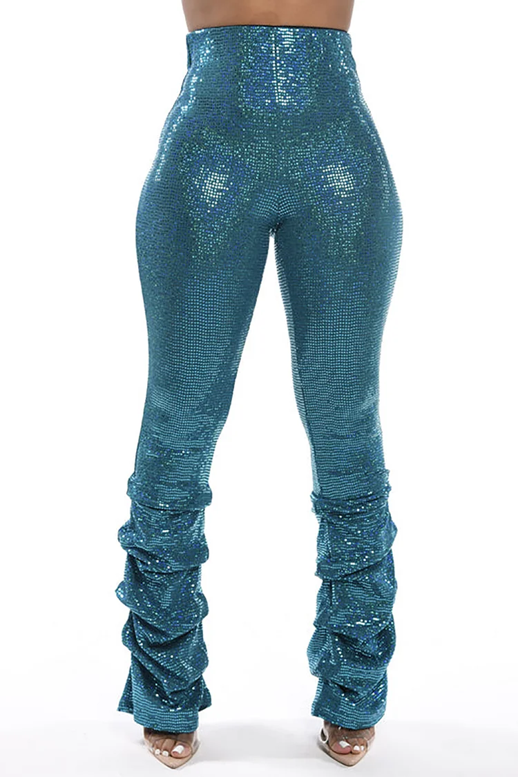 Xpluswear Plus Size Silver Party Glitter High Waist Fold Leggings  2024 - Xpluswear